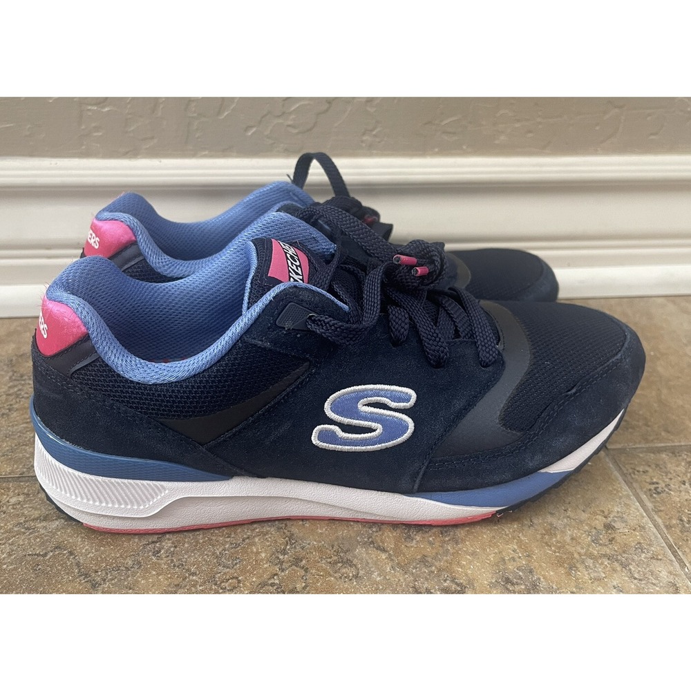 Skechers Womens Sneakers Shoes Black 650 Low Top Textile Lace Up Memory Foam 8.5